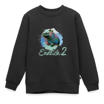 nilpferd,hippo,graffiti,nilpferd baby,2 jahre - Kinder Premium Organic Sweatshirt - Schwarz - Vorne - AI Model Kid Female (0cm)