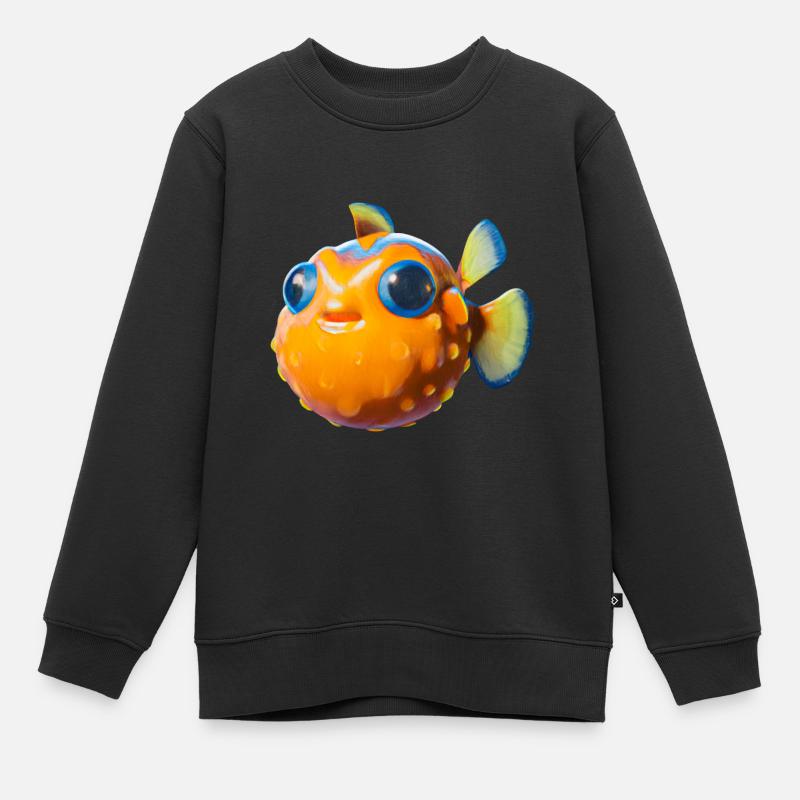Süßer Kugelfisch - Kinder Premium Organic Sweatshirt - Schwarz