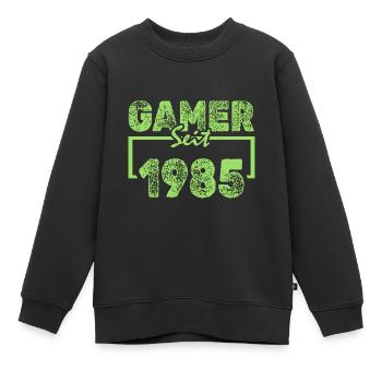 Année 1985 - Sweat Premium enfant bio - noir - Devant - AI Model Kid Female (0cm)