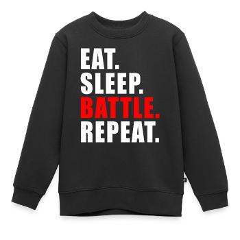 EAT SLEEP BATTLE REPEAT GIFT GAMING BRAWL GAME - Sweat Premium enfant bio - noir - Devant - AI Model Kid Female (0cm)