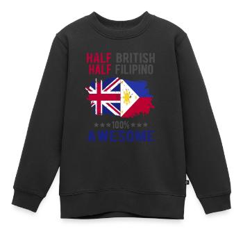 Moitié britannique moitié philippin - Sweat Premium enfant bio - noir - Devant - AI Model Kid Female (0cm)