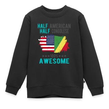 Mi-Américain, mi-Congolais - Sweat Premium enfant bio - noir - Devant - AI Model Kid Female (0cm)