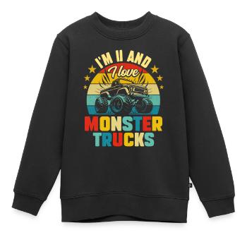 Monster Truck Car 11 Jahre Jubiläum - Kinder Premium Organic Sweatshirt - Schwarz - Vorne - AI Model Kid Female (0cm)
