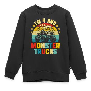 Monster Truck Car 4 Jahre Jubiläum - Kinder Premium Organic Sweatshirt - Schwarz - Vorne - AI Model Kid Female (0cm)