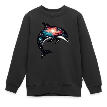 Dolphin Space Galaxy Universum - Kinder Premium Organic Sweatshirt - Schwarz - Vorne - AI Model Kid Female (0cm)