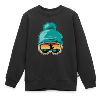 Snowboard, Halfpipe, Wintersport, Skibrille - Kinder Premium Organic Sweatshirt - Schwarz - Vorne - AI Model Kid Female (0cm)