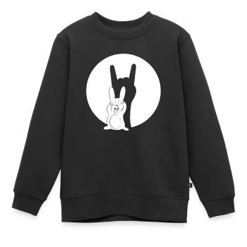 Fourchette en métal - Musique - Heavy Metal Bunny Silhouette - Sweat Premium enfant bio - noir - Devant - AI Model Kid Female (0cm)