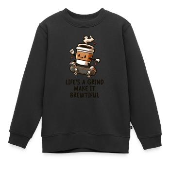 Mill of life on a skateboard - Kids Premium Organic Sweatshirt - black - Front - AI Model Kid Female (0cm)