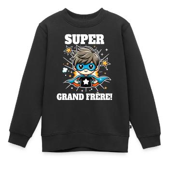 Super Grande Frère Annonce Grossesse - Sweat Premium enfant bio - noir - Devant - AI Model Kid Female (0cm)