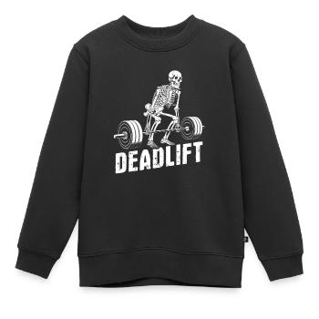 Skelett, Deadlift, Kraftsport, Training - Kinder Premium Organic Sweatshirt - Schwarz - Vorne - AI Model Kid Female (0cm)