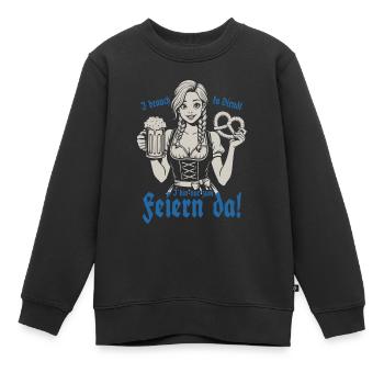 I brauch ka Dirndl i bin nur zum feiern da - Kinder Premium Organic Sweatshirt - Schwarz - Vorne - AI Model Kid Female (0cm)
