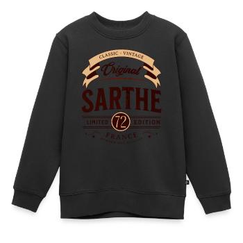 Sarthe Département France - Sweat Premium enfant bio - noir - Devant - AI Model Kid Female (0cm)