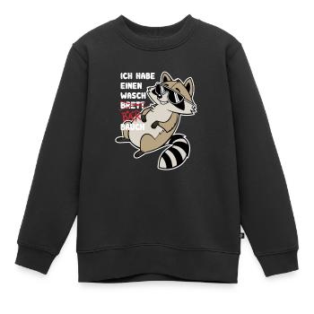 Ich habe einen Waschbrett Bauch - Waschbär - Kinder Premium Organic Sweatshirt - Schwarz - Vorne - AI Model Kid Female (0cm)