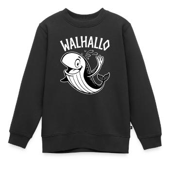 Walhallo - Freundlicher Wal sagt Hallo - Walhalla - Kinder Premium Organic Sweatshirt - Schwarz - Vorne - AI Model Kid Female (0cm)