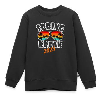 Spring Break 2025 Retro Sunset & Beach - Kids Premium Organic Sweatshirt - black - Front - AI Model Kid Female (0cm)