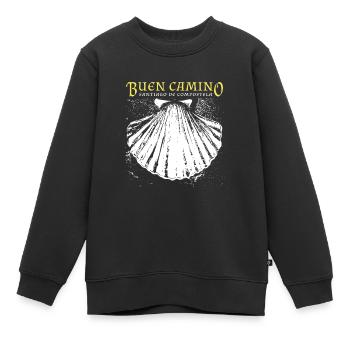 Buen Camino, coquille Saint-Jacques-de-Compostelle - Sweat Premium enfant bio - noir - Devant - AI Model Kid Female (0cm)