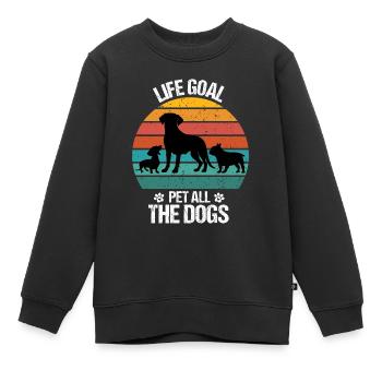 Hund Hunde Hundeliebhaber Hundebesitzer Retro Wau - Kinder Premium Organic Sweatshirt - Schwarz - Vorne - AI Model Kid Female (0cm)
