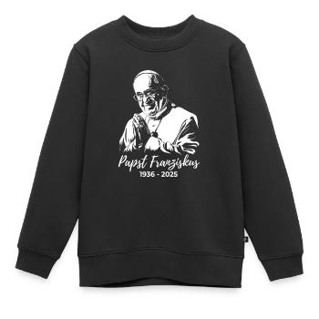 Papst Franziskus faltet die Hände und betet - Kinder Premium Organic Sweatshirt - Schwarz - Vorne - AI Model Kid Female (0cm)