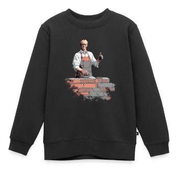 Merz - Mauer - Brandmauer gegen rechts - Kinder Premium Organic Sweatshirt - Schwarz - Vorne - AI Model Kid Female (0cm)