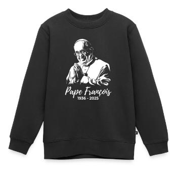 Le pape François croise les mains et prie - Sweat Premium enfant bio - noir - Devant - AI Model Kid Female (0cm)