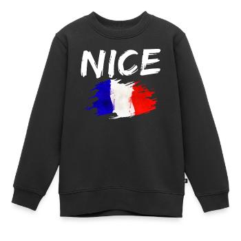 Nice Frankreich Flagge Nizza - Kinder Premium Organic Sweatshirt - Schwarz - Vorne - AI Model Kid Female (0cm)