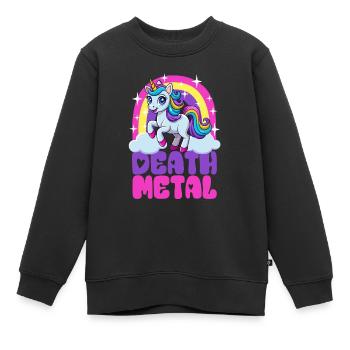 Licorne Death Metal - Heavy Metal - Spruch - Sweat Premium enfant bio - noir - Devant - AI Model Kid Female (0cm)