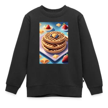 Großer Haufen Pfannkuchen - Kinder Premium Organic Sweatshirt - Schwarz - Vorne - AI Model Kid Female (0cm)