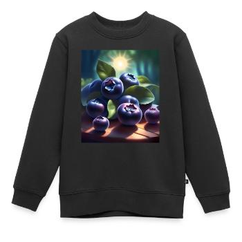 Ein Haufen frisch gepflückter Heidelbeeren - Kinder Premium Organic Sweatshirt - Schwarz - Vorne - AI Model Kid Female (0cm)