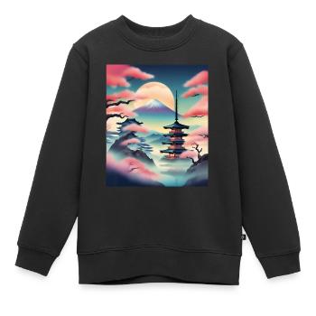 Belle vue japonaise - Sweat Premium enfant bio - noir - Devant - AI Model Kid Female (0cm)