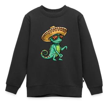 Chameleon Lustig Sombrero - Kinder Premium Organic Sweatshirt - Schwarz - Vorne - AI Model Kid Female (0cm)