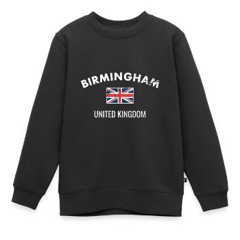 Birmingham Großbritannien Vintage Britische Flagge - Kinder Premium Organic Sweatshirt - Schwarz - Vorne - AI Model Kid Female (0cm)