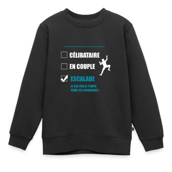 escalade célibataire en couple - Sweat Premium enfant bio - noir - Devant - AI Model Kid Female (0cm)