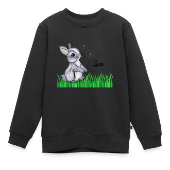 Nom de lapin Cadeau Luca - Sweat Premium enfant bio - noir - Devant - AI Model Kid Female (0cm)
