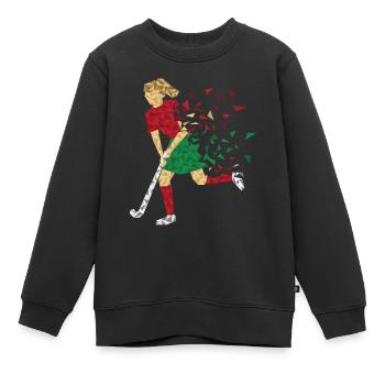 Hockeyspielerin rot grün - Kinder Premium Organic Sweatshirt - Schwarz - Vorne - AI Model Kid Female (0cm)