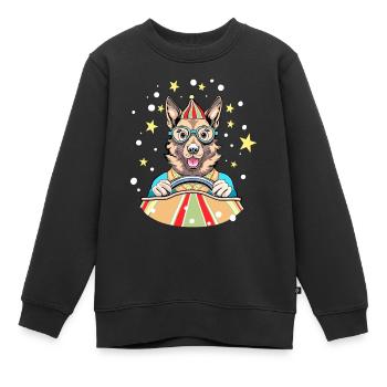 pilot dog - Kids Premium Organic Sweatshirt - black - Front - AI Model Kid Female (0cm)