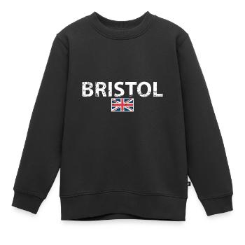 Bristol UK Vintage British Flag British - Kids Premium Organic Sweatshirt - black - Front - AI Model Kid Female (0cm)