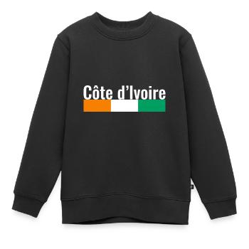 Côte d’Ivoire Côte d’Ivoire Drapeau ivoirien - Sweat Premium enfant bio - noir - Devant - AI Model Kid Female (0cm)