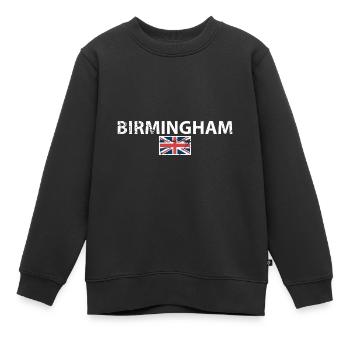 Birmingham Großbritannien Vintage Britische Flagge - Kinder Premium Organic Sweatshirt - Schwarz - Vorne - AI Model Kid Female (0cm)