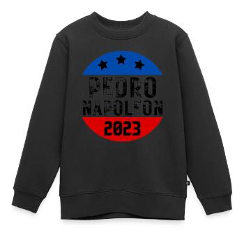 vote Pedro Napoleon funny election text - Kids Premium Organic Sweatshirt - black - Front - AI Model Kid Female (0cm)
