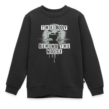 Drummer Boy Schlagzeuger Drumset Silhouette - Kinder Premium Organic Sweatshirt - Schwarz - Vorne - AI Model Kid Female (0cm)