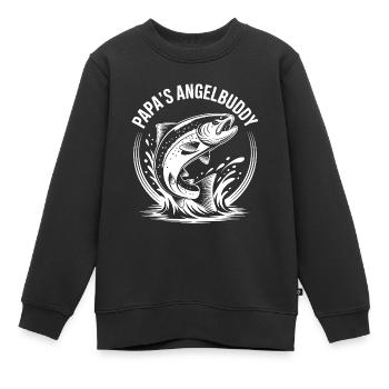 Papas Angelbuddy Angelexperte Fischen mit Papa - Kinder Premium Organic Sweatshirt - Schwarz - Vorne - AI Model Kid Female (0cm)