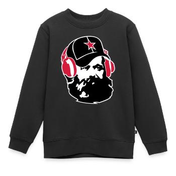 marx_star_ot_2color_bg - Sweat Premium enfant bio - noir - Devant - AI Model Kid Female (0cm)