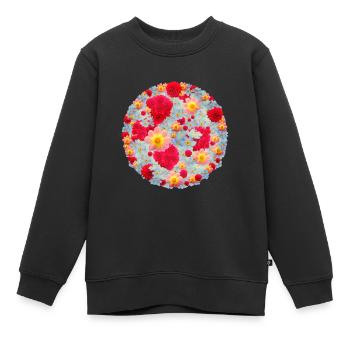 Les bouquets de fleurs - Sweat Premium enfant bio - noir - Devant - AI Model Kid Female (0cm)