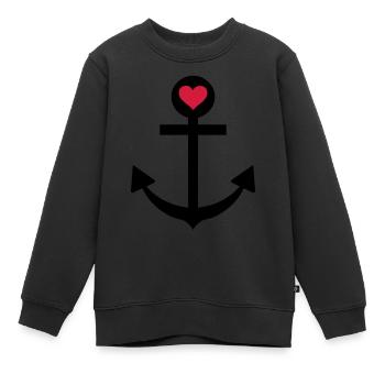 anker herz schifffahrt kapitän - Kinder Premium Organic Sweatshirt - Schwarz - Vorne - AI Model Kid Female (0cm)