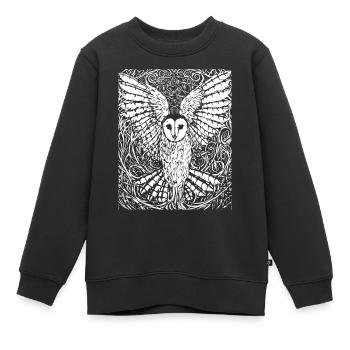 chouette - Sweat Premium enfant bio - noir - Devant - AI Model Kid Female (0cm)
