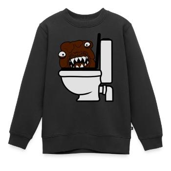 toilettes toilettes merde merde wc dangereux baz - Sweat Premium enfant bio - noir - Devant - AI Model Kid Female (0cm)