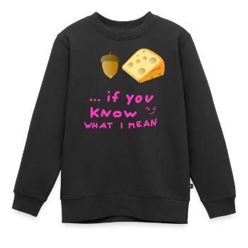 Eichelkäse Jugendwort Eichel Käse Hygiene Körper - Kinder Premium Organic Sweatshirt - Schwarz - Vorne - AI Model Kid Female (0cm)