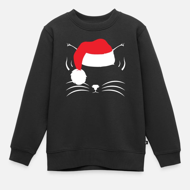 Chemise de chat de noël - Sweat Premium enfant bio - noir