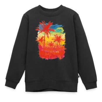 Bunte Streifen (Palmen) - Kinder Premium Organic Sweatshirt - Schwarz - Vorne - AI Model Kid Female (0cm)