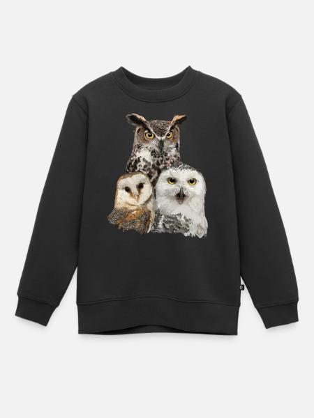Chouettes et hiboux - Sweat Premium enfant bio - noir